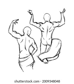 Sketch. Bodybuilding And Powerlifting - Vector.
