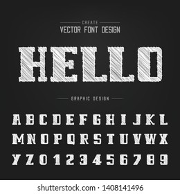Sketch Bold Font and alphabet vector, Chalk Script and number design, Graphic text on background