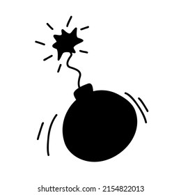 Sketch bomb explosion. Hand drawn explosion, bomb element. Doodle sketch style. Vector illustration isoletad on white.