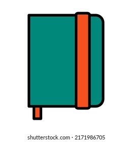 Sketch-Buchsymbol. Bearbeitbare, fette Rahmenlinie mit Farbfülldesign. Vektorgrafik.