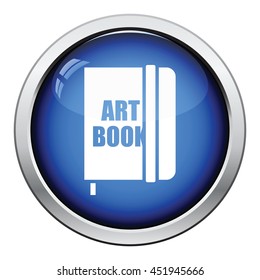 Sketch book icon. Glossy button design. Vector illustration.