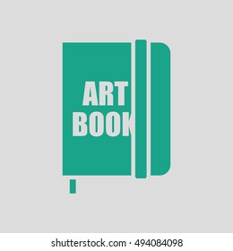 Sketch book icon. Gray background with green. Vector illustration.