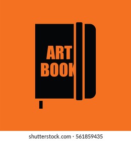 Sketch book icon. Orange background with black. Vector illustration.