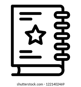 Sketch book icon. Outline sketch book vector icon for web design isolated on white background