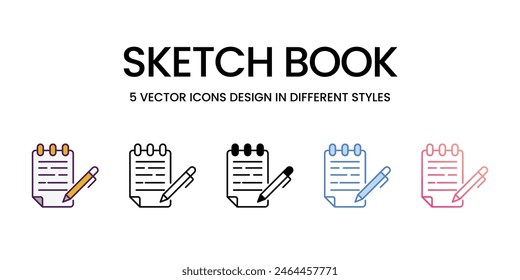 Sketch Book icons different style vector stock illustration