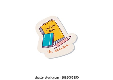 Sketch book and pencil sticker design