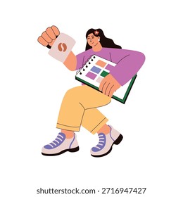 Ilustración de concepto de personaje de Vector plano de estilo de libro de boceto. 