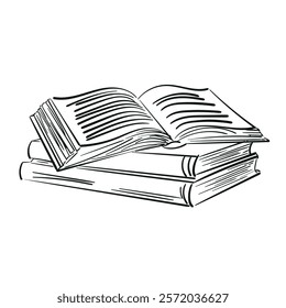 Sketch of books. Hand drawn books set. Opened and closed books. . Doodle collection icon set. Vector illustration