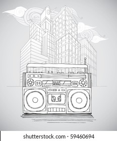 Sketch Boombox and City