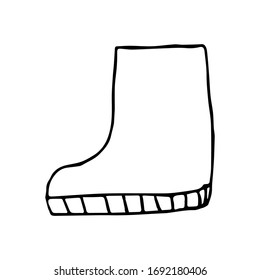 Skizze eines Stiefels. Vektorillustration handgezeichnet Element für Design. Doodle-Illustration.