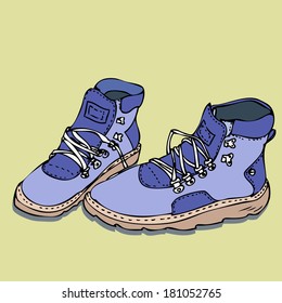 sketch of boots, hand drawn vector illustration