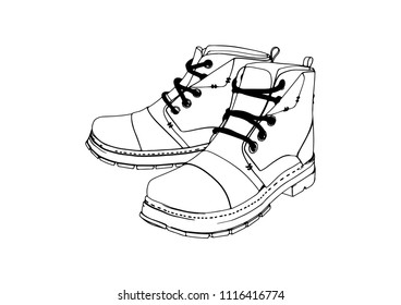 sketch of boots vector