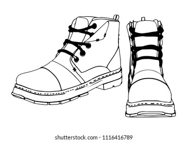 sketch of boots vector