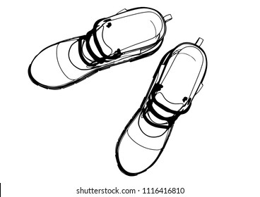 sketch of boots vector