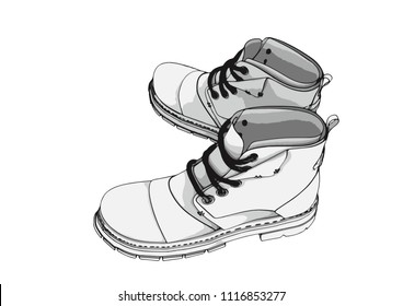sketch of boots vector