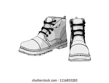 sketch of boots vector