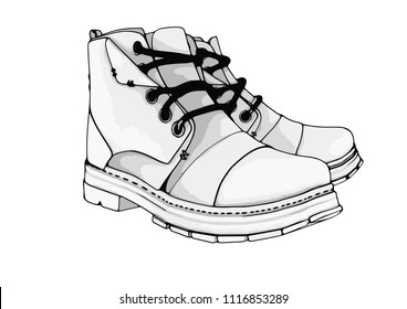 sketch of boots vector