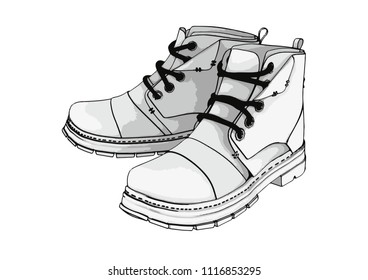 sketch of boots vector