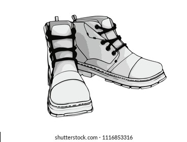 sketch of boots vector
