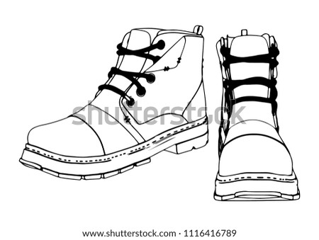 sketch of boots vector