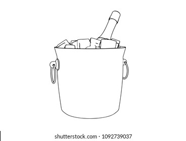 sketch of a bottle in an ice bucket vector