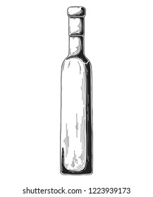 Sketch bottle for wine isolated on white background. Vector illustration