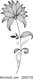 Sketch of bouquet of flowers with peonies.