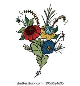 Sketch of a bouquet on an isolated background.Hand drawn