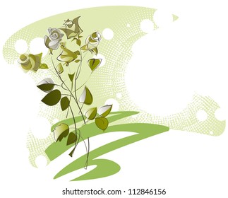 sketch a bouquet of yellow roses on the decorative background