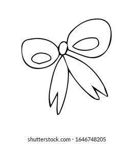 Sketch bow accessories hand drawn doodles tied ribbons. outline vector ribbon accessory to birthday and holiday.