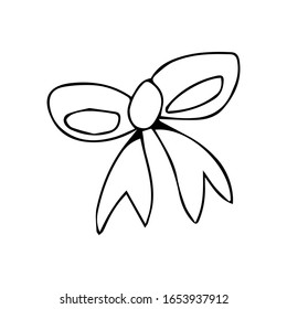 Sketch bow accessories hand drawn doodles tied ribbons. vector ribbon accessory to birthday and holiday