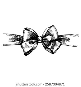 Sketch bow. Hand drawn illustration of ribbon