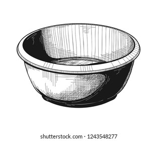 Sketch a bowl. Bowl isolated on white background. Vector