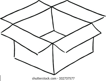 Skizze eines Kastensymbols einzeln auf weißem Hintergrund.