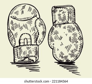 sketch of boxing gloves, vector illustration