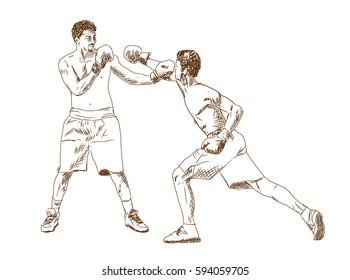 Sketch of Boxing player playing game in vector illustration.