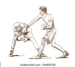 Sketch of Boxing player playing game in vector illustration.