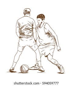 Sketch of Boxing player playing game in vector illustration.