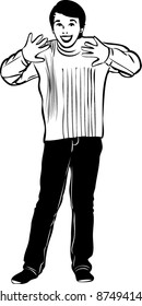sketch of a boy showing his hands