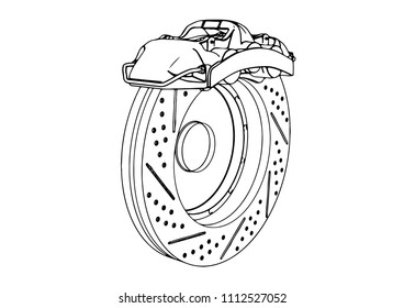 sketch of brake caliper vector