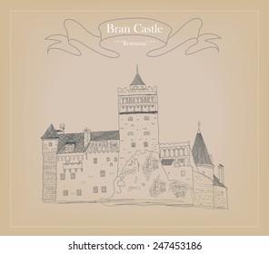 Sketch of Bran castle, also known as Dracula's castle