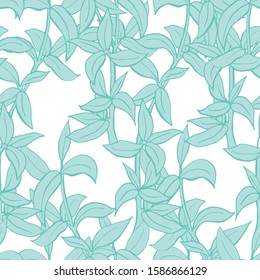 Sketch branch of leaves by hand on an isolated background seamless pattern