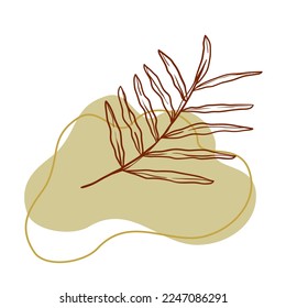 sketch branch with leaves and gold fluid background