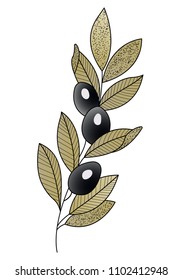 sketch, branch, olives