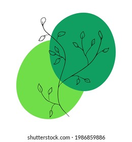 sketch of branches and abstract geometric shapes. Hand drawn vector illustration