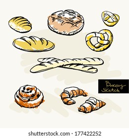 Sketch of bread and pastry