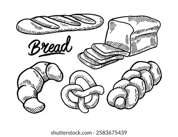 sketch of bread with shading lines
