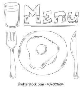 sketch of breakfast menu
