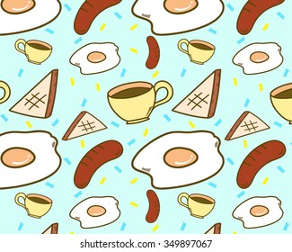 Sketch breakfast pattern vector illustration 