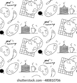 sketch breakfast seamless pattern